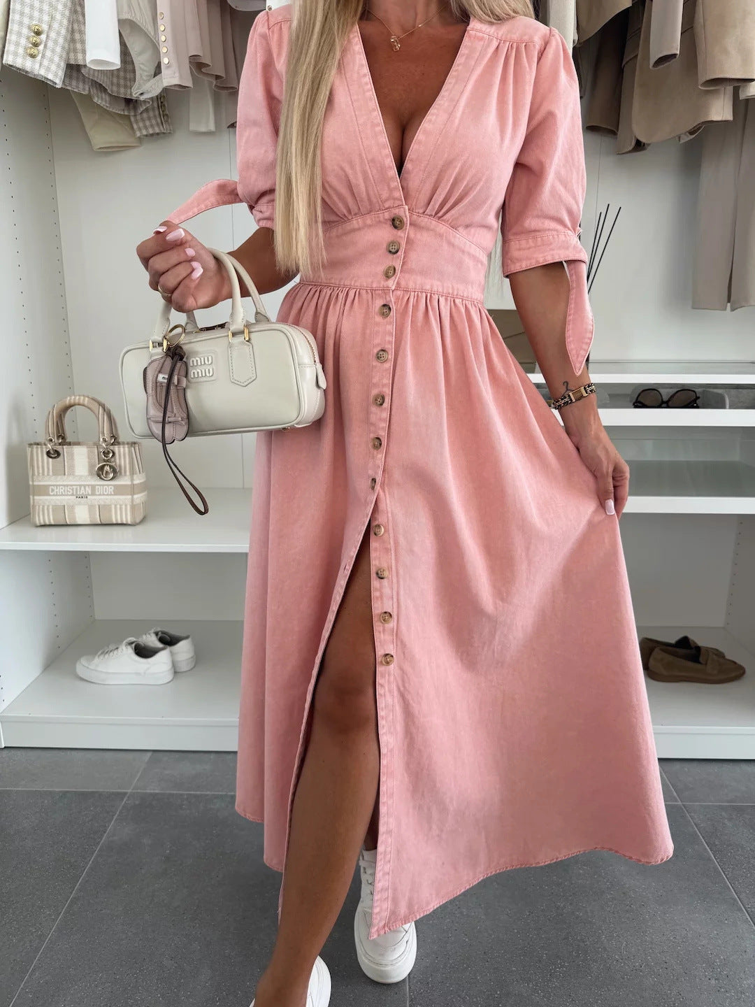 Robe en Jean Sexy Col V