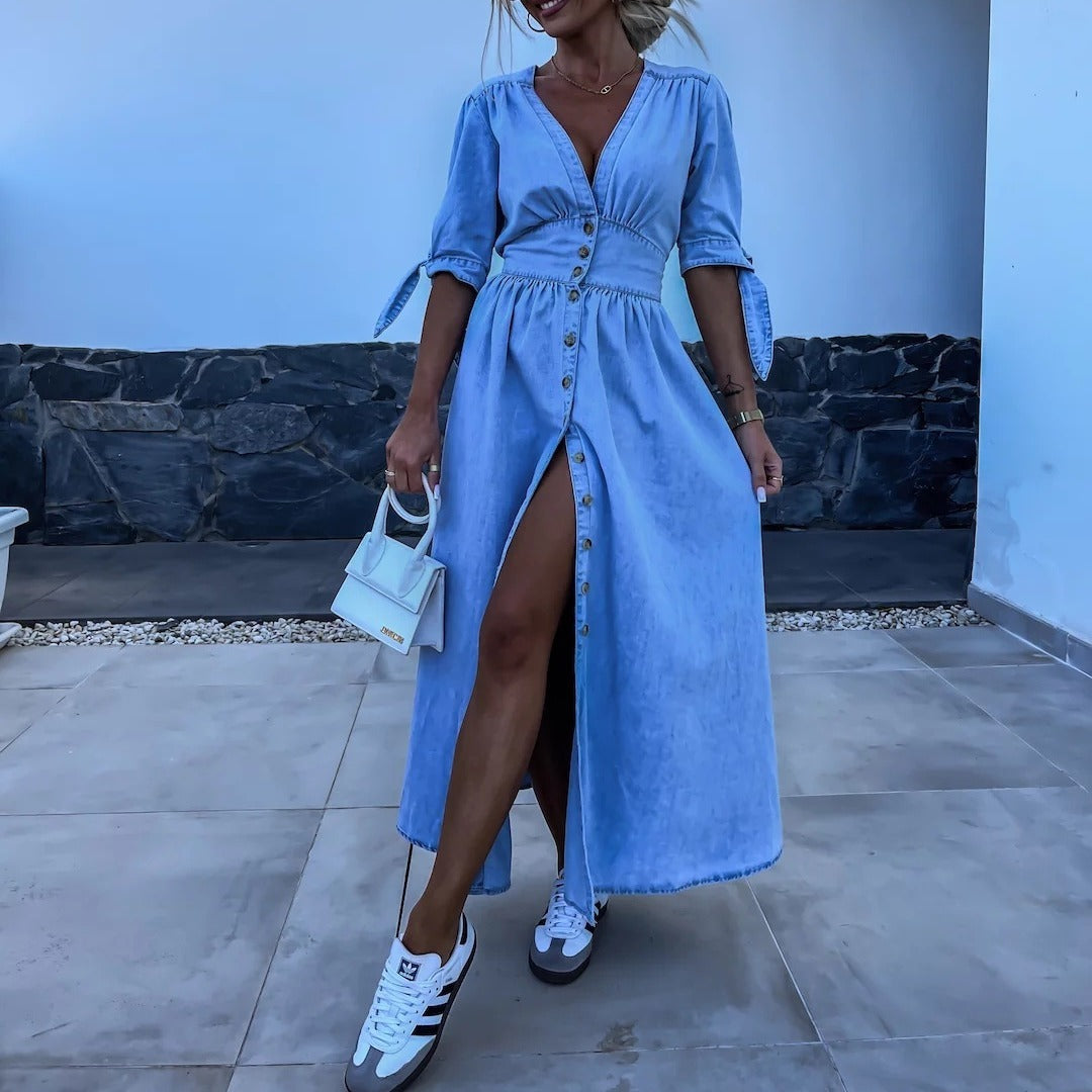 Robe en Jean Sexy Col V